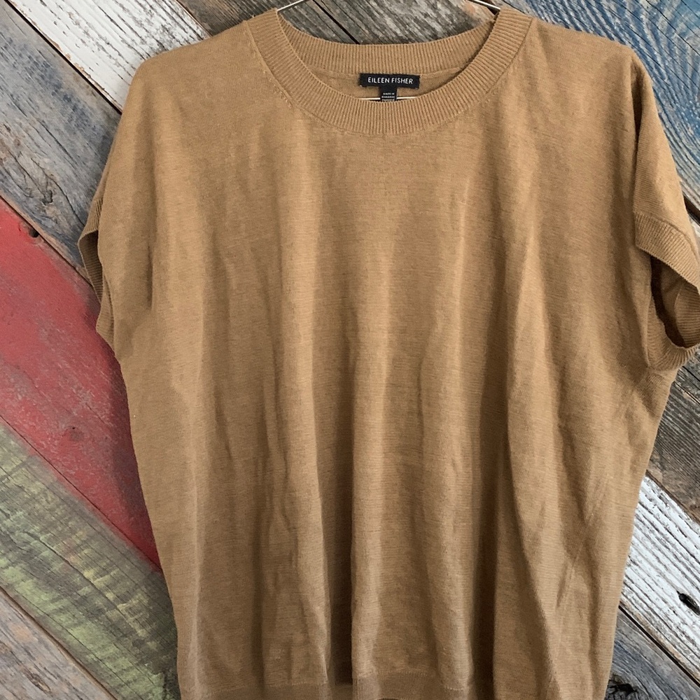 Eileen Fisher Camel Short Sleeve Top